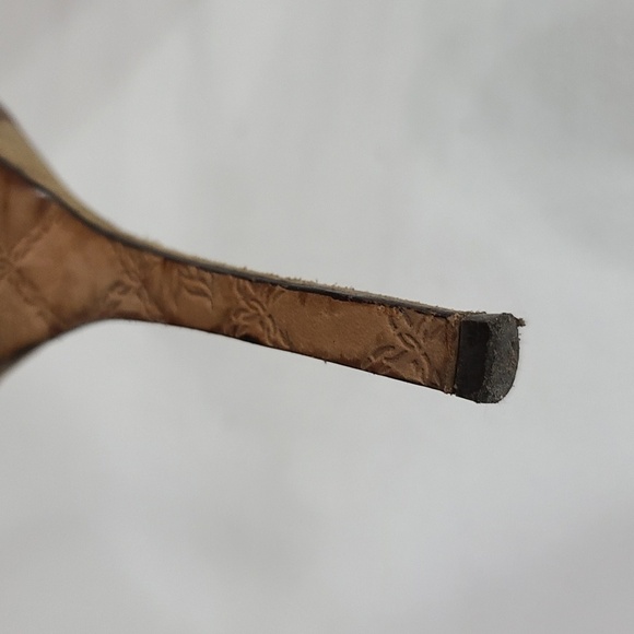 LAMB Vero Cuoio Womens Brown Leather Stilettos Peep Toe Size 6.5 GUC - Picture 10 of 12